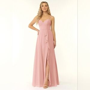 Azazie NaeemRosette A-Line V-Neck Ruffle‎ Chiffon Dress Size 12